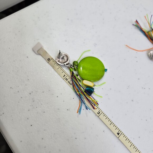 Treska Necklace Earrings Set Fringe Rainbow Shell Long Statement Boho Beaded - Picture 8 of 9